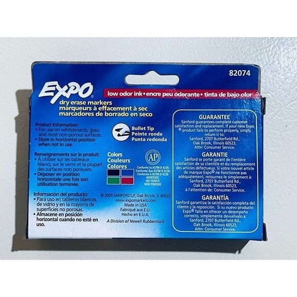 Expo Dry Erase Markers 8-count Bullet Tip Low Odor Ink Intense Colors - Picture 3 of 4